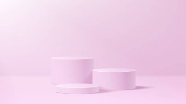 Soyut asgari sahne. Yumuşak malzeme tabanlı minimal podyum. Yumuşak podyum sahneleri ve kapakları yuvarlak ve kare şeklinde altın kaplamalı ürün sergi platformu. 