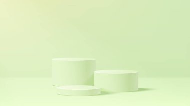 Soyut asgari sahne. Yumuşak malzeme tabanlı minimal podyum. Yumuşak podyum sahneleri ve kapakları yuvarlak ve kare şeklinde altın kaplamalı ürün sergi platformu. 