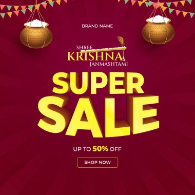 Safra kesesi olan Janmashtmi indirimin kutlu olsun. Mutlu Krishna Janmashtami Sosyal medya besleme şablonu temsilcisi