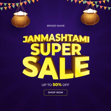 Safra kesesi olan Janmashtmi indirimin kutlu olsun. Mutlu Krishna Janmashtami Sosyal medya besleme şablonu temsilcisi