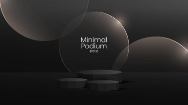 Üç boyutlu cam şeffaf kristal. Boş silindirik kaide. 3 boyutlu silindir ve küp cam platformlar ayarlandı. Şeffaf plastik yuvarlak ve kare p 'nin gerçekçi temsili