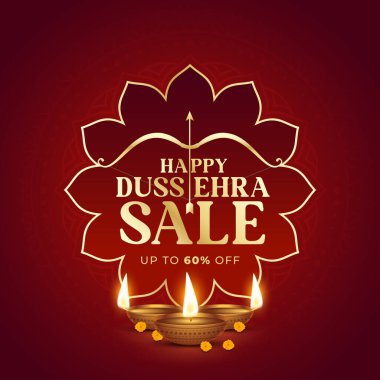 Dussehra Satış Sancağı tasarımı. Hint Festivali Satış, Alışveriş, Reklamcılık, Tanıtım, Pazarlama Teklif Tasarımı. Navratri festivali, Dandiya dansı, Durga Puja, dussehra satış geçmişi