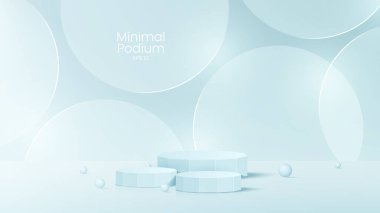 Üç boyutlu cam şeffaf kristal. Boş silindirik kaide. 3 boyutlu silindir ve küp cam platformlar ayarlandı. Şeffaf plastik yuvarlak ve kare vektör gerçekçi illüstrasyonu