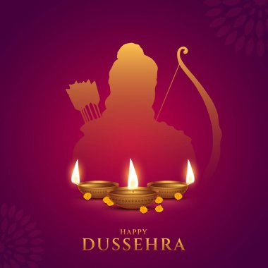 Hindistan Dussehra Festivali kutlu olsun. Lord Rama Ravana 'yı öldürüyor. Vektör çizimi. Dussehra Vijayadashami dusera festivali.  