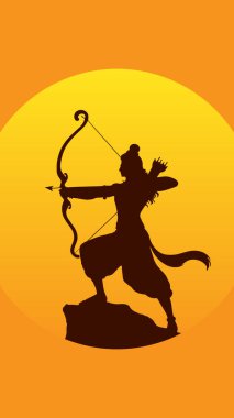Hindistan Dussehra Festivali kutlu olsun. Lord Rama Ravana 'yı öldürüyor. Vektör çizimi. Dussehra Vijayadashami dusera festivali.  