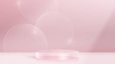 Üç boyutlu cam şeffaf kristal. Boş silindirik kaide. 3 boyutlu silindir ve küp cam platformlar ayarlandı. Şeffaf plastik yuvarlak ve kare vektör gerçekçi illüstrasyonu