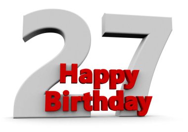 A big white number with red Happy Birthday before