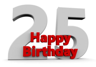 A big white number with red Happy Birthday before