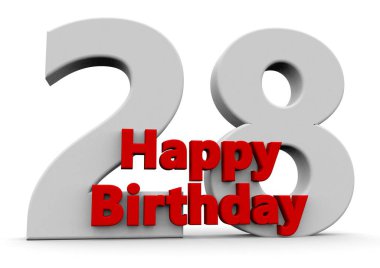 A big white number with red Happy Birthday before