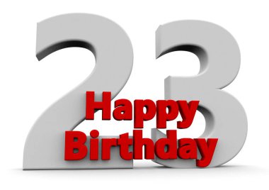 A big white number with red Happy Birthday before