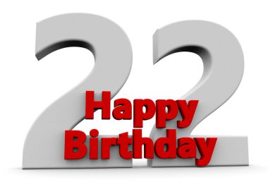 A big white number with red Happy Birthday before