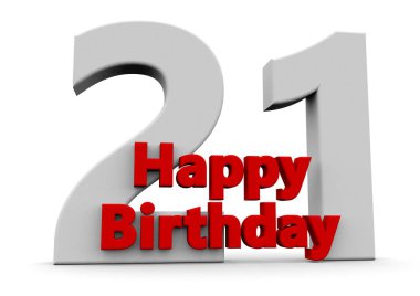 A big white number with red Happy Birthday before