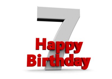 A big white number with red Happy Birthday before