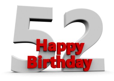 A big white number with red Happy Birthday before