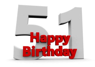 A big white number with red Happy Birthday before