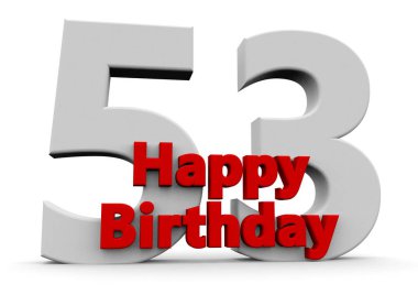 A big white number with red Happy Birthday before