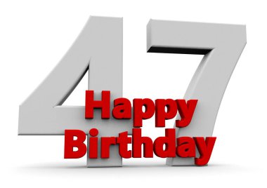 A big white number with red Happy Birthday before