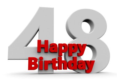 A big white number with red Happy Birthday before