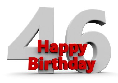 A big white number with red Happy Birthday before