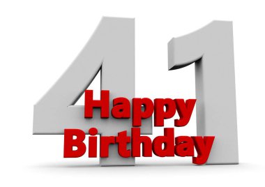 A big white number with red Happy Birthday before