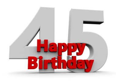 A big white number with red Happy Birthday before