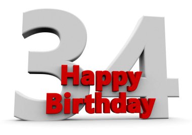 A big white number with red Happy Birthday before