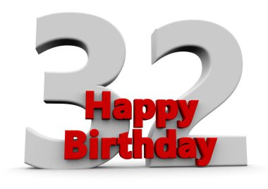 A big white number with red Happy Birthday before