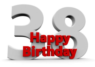 A big white number with red Happy Birthday before