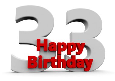 A big white number with red Happy Birthday before