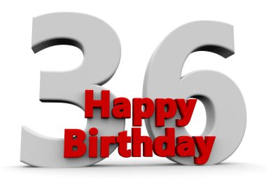 A big white number with red Happy Birthday before