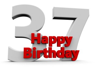 A big white number with red Happy Birthday before