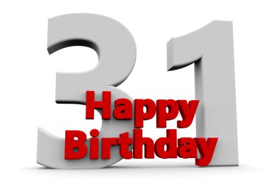 A big white number with red Happy Birthday before