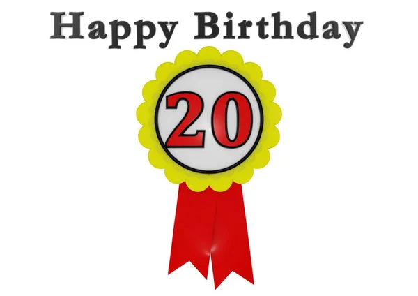 Golden Button Red Number Lettering Happy Birthday — Foto Stock