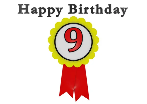 Golden Button Red Number Lettering Happy Birthday — Stock fotografie