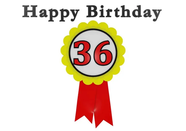 Golden Button Red Number Lettering Happy Birthday — Zdjęcie stockowe
