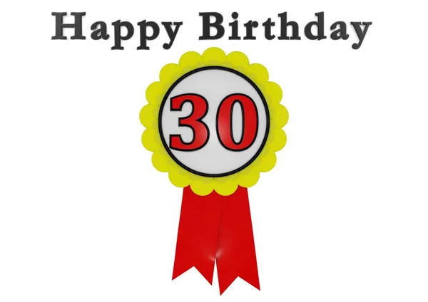 Golden Button Red Number Lettering Happy Birthday — Stockfoto