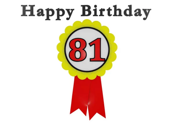 Golden Button Red Number Lettering Happy Birthday — Stock Photo, Image