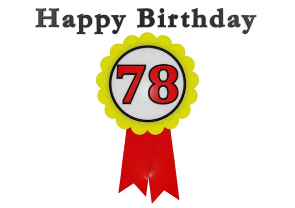 Golden Button Red Number Lettering Happy Birthday — Photo