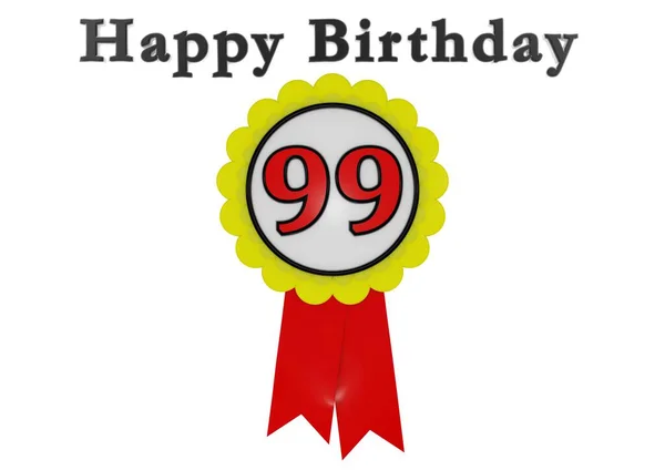 Een Gouden Knop Met Een Rood Nummer Letters Happy Birthday — Stockfoto