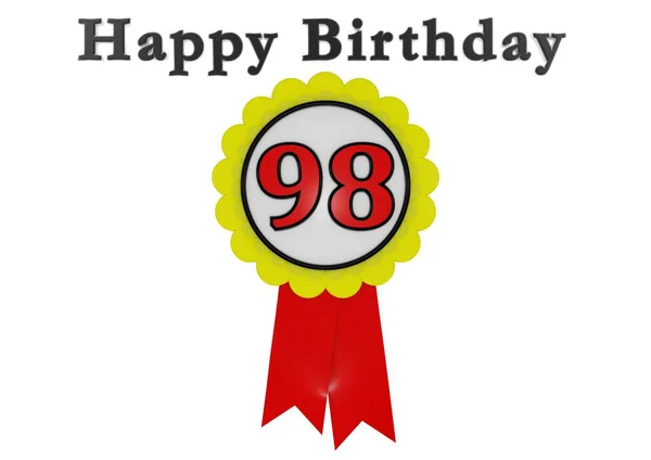 Golden Button Red Number Lettering Happy Birthday — Stok Foto