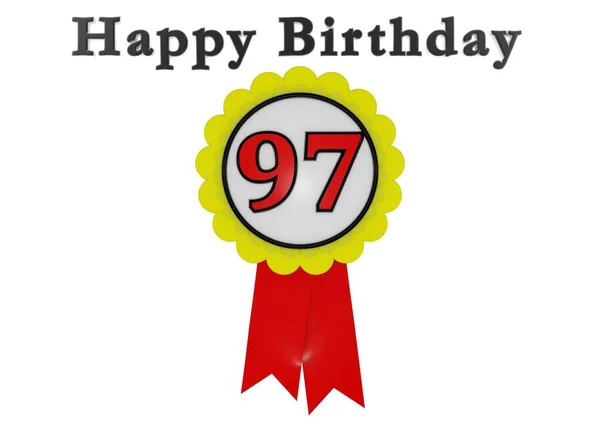 Złoty Przycisk Czerwonym Numerem Napisem Happy Birthday — Zdjęcie stockowe
