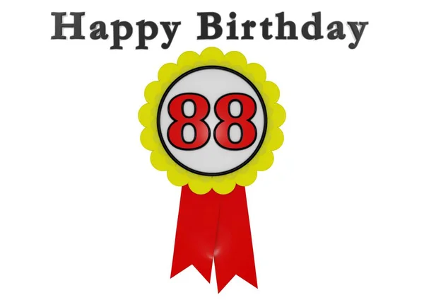 Golden Button Red Number Lettering Happy Birthday — Fotografia de Stock