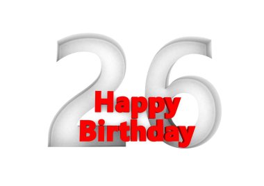 red lettering Happy Birthday with a big relief number behind