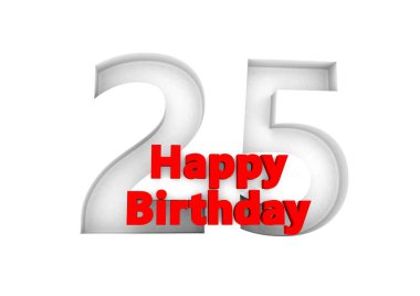 red lettering Happy Birthday with a big relief number behind