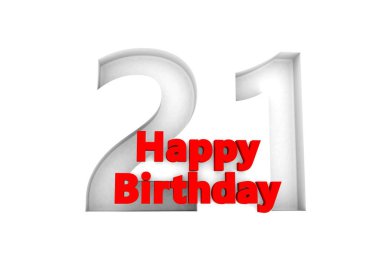 red lettering Happy Birthday with a big relief number behind