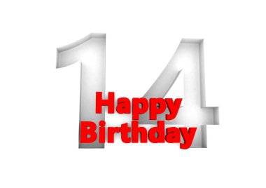 red lettering Happy Birthday with a big relief number behind