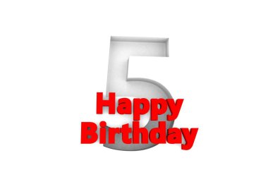 red lettering Happy Birthday with a big relief number behind