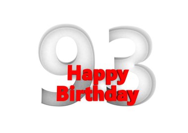 red lettering Happy Birthday with a big relief number behind