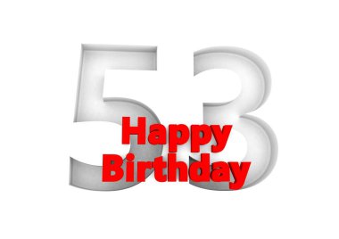 red lettering Happy Birthday with a big relief number behind