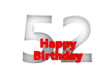 red lettering Happy Birthday with a big relief number behind